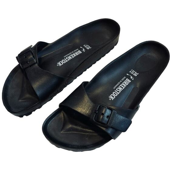 Birkenstock Women’s Sz 7 Black EVA Madrid Sandals Open Toe Essentials Flats - Picture 5 of 9